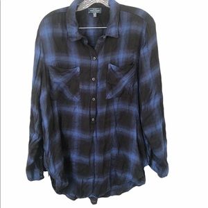 Lucky Brand Soft and Comfy Black and Blue Flannel